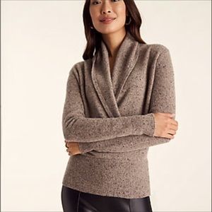 Ann Taylor faux wrap taupe cashmere sweater size XS